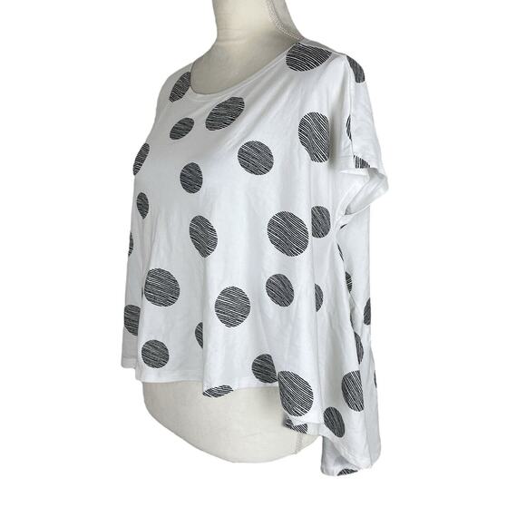 M x Matthildur Ashley Swing Top Black Dot Asymmetrical Hem Short Sleeve Size XS - Picture 4 of 6